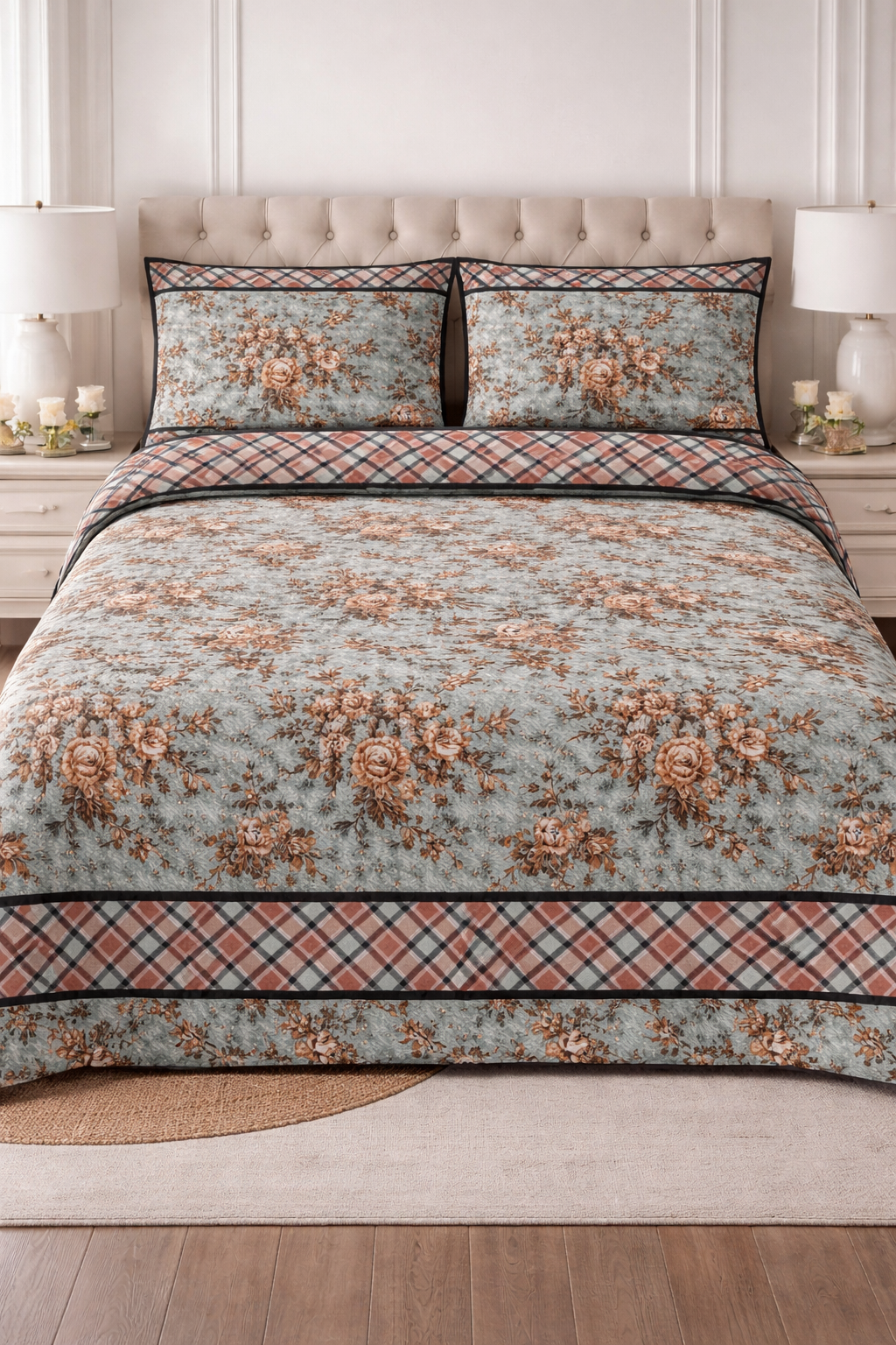 King Size - Cotton Bed Sheet - Green Decent